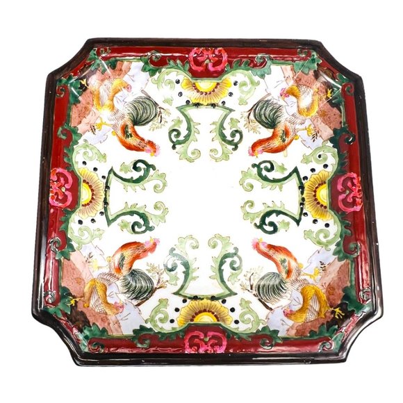 Vintage Hua Ping Tang Zhi Chinese Hand Painted Decorative Plate Rooster Design - Picture 7 of 8